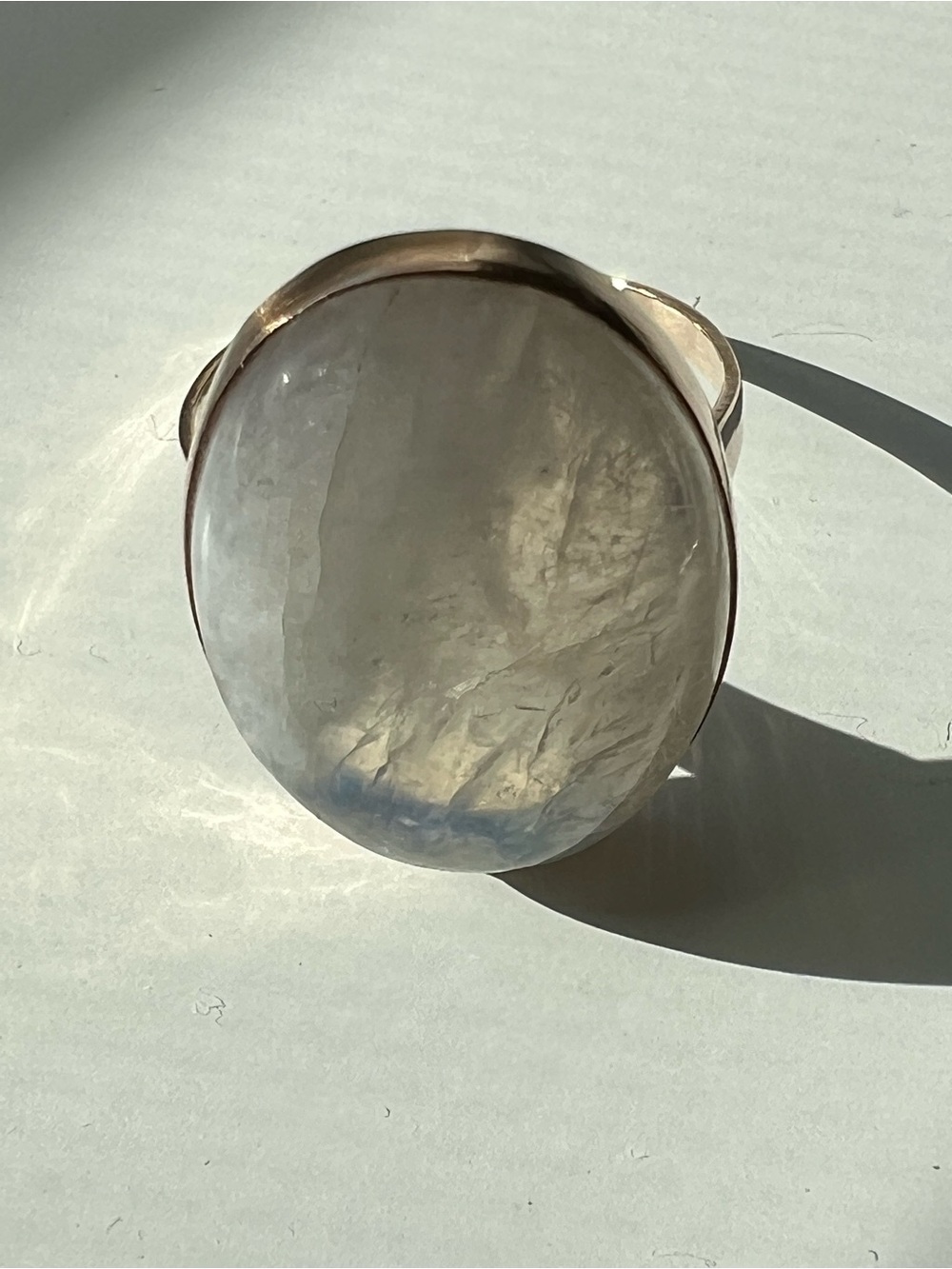 10K Gold & Large Oval Moonstone Statement Ring